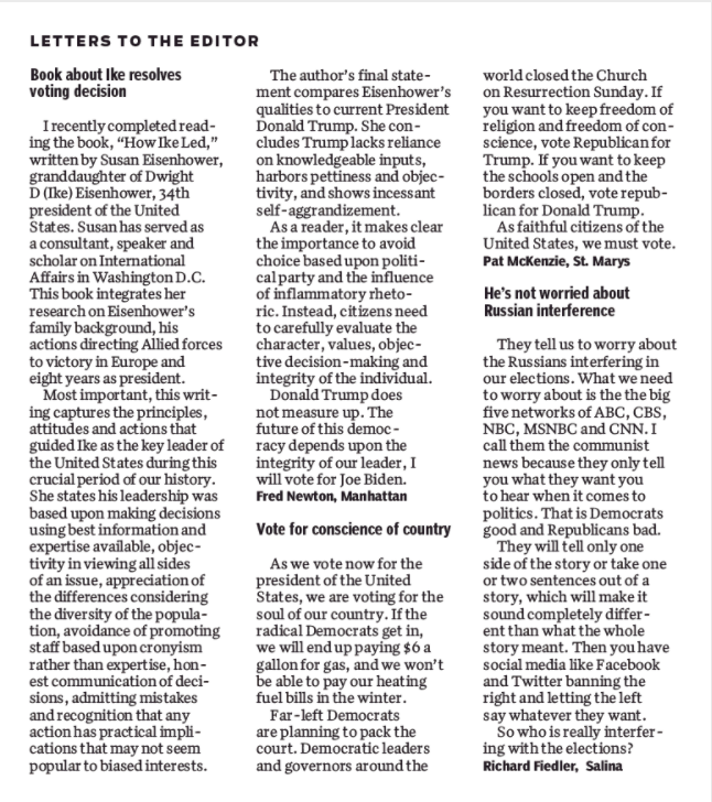 letters to the editor in a newspaper